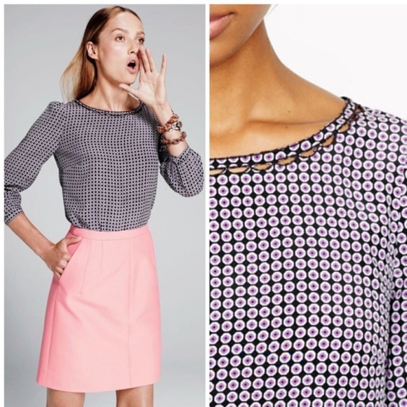 J. Crew Tops - J. Crew Scalloped-Collar Top in Geometric Dot